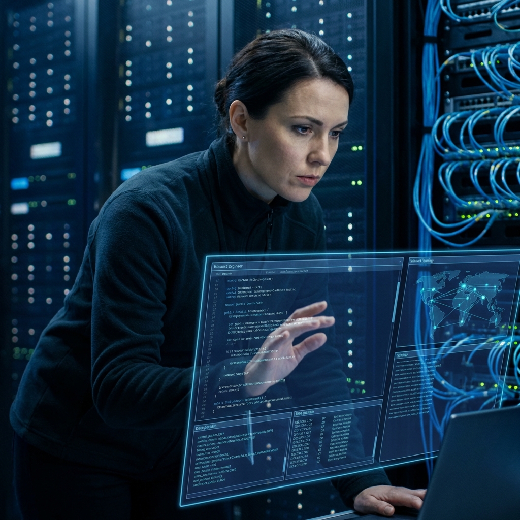 Ingeniero analizando redes